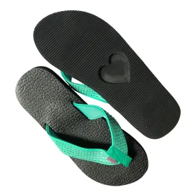 Amor Teal Rhinestone Yoga Mat Flip Flops for Women - Leave An Impression