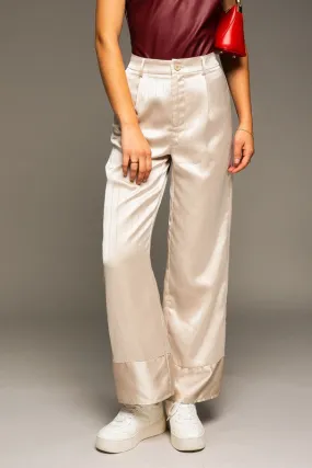 Cream Lurex Stripe Wide Pants