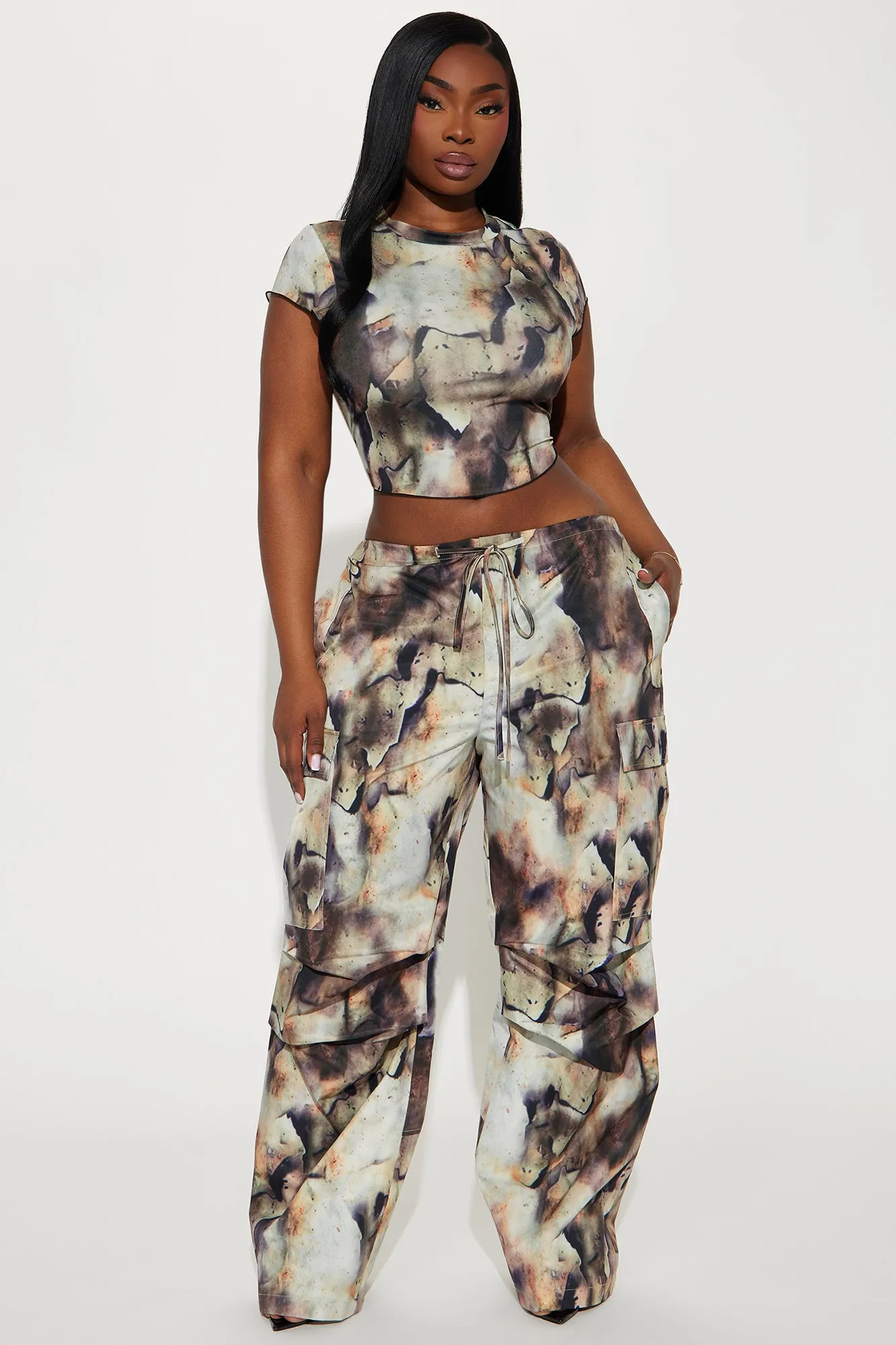 In My Own Thoughts Pant Set - Brown Combo