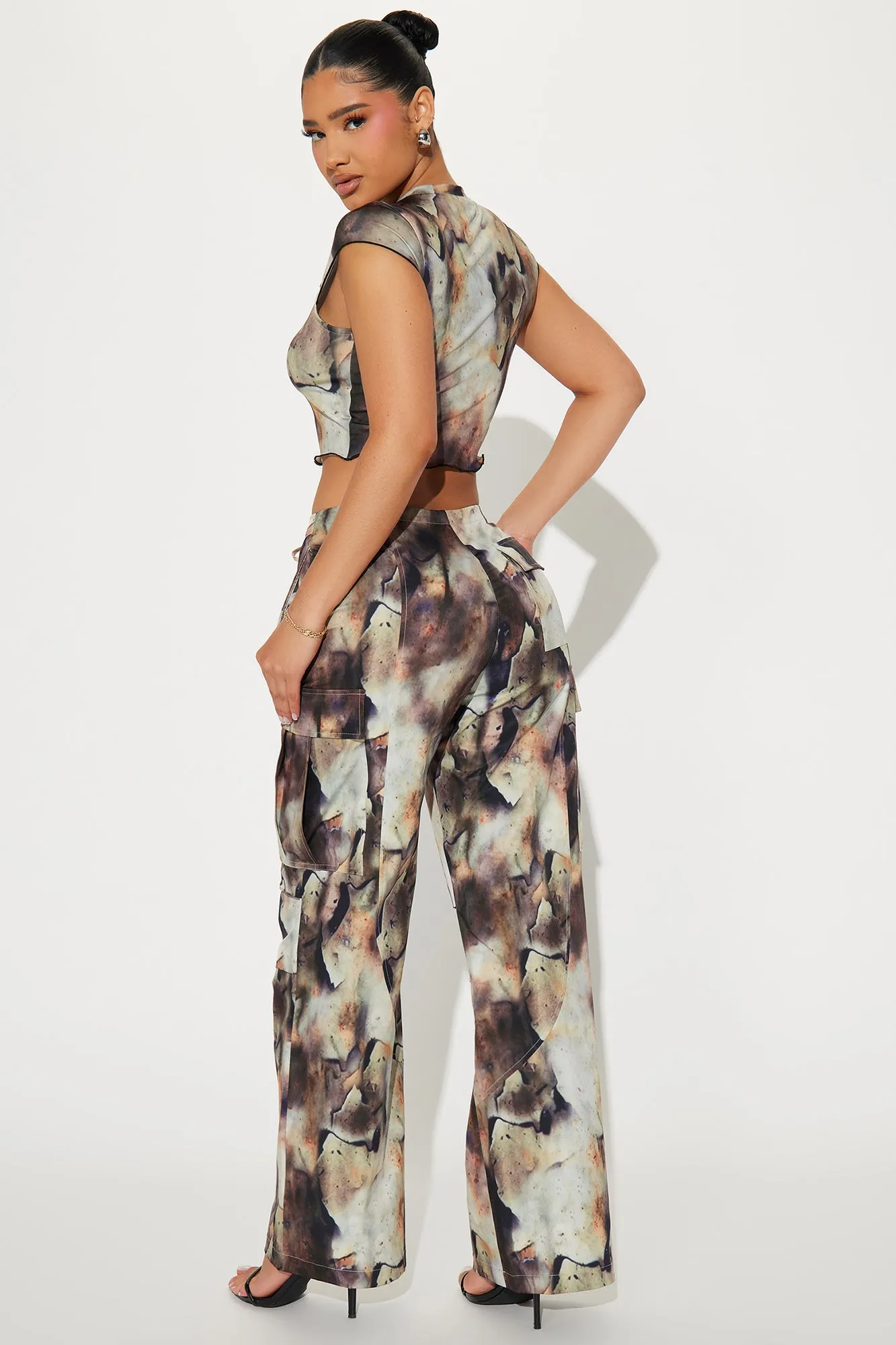 In My Own Thoughts Pant Set - Brown Combo