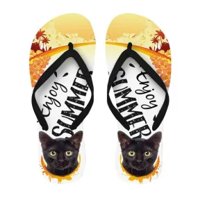 Plenty Gifts Flip Flop Cat Black
