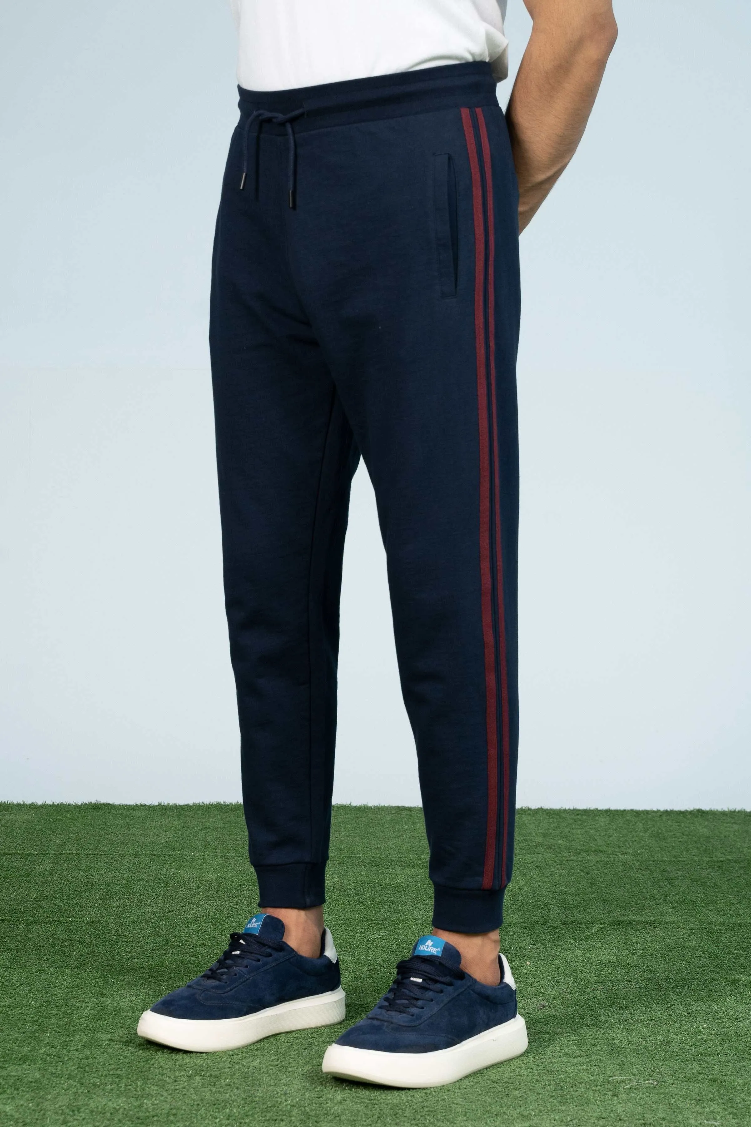 TERRY CONTRAST TAPE TROUSER NAVY