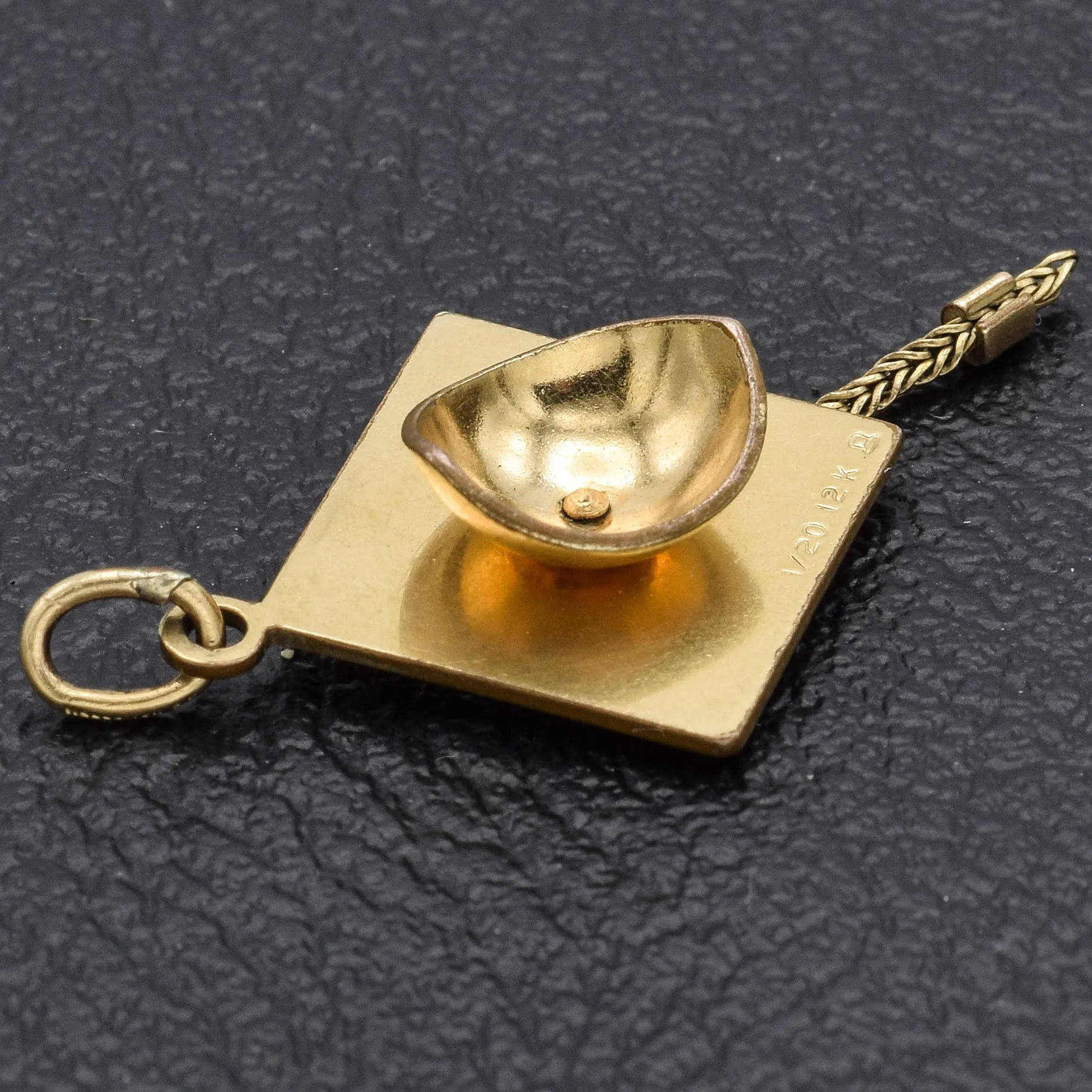 Vintage 12K Gold Filled Graduation Cap Charm Pendant