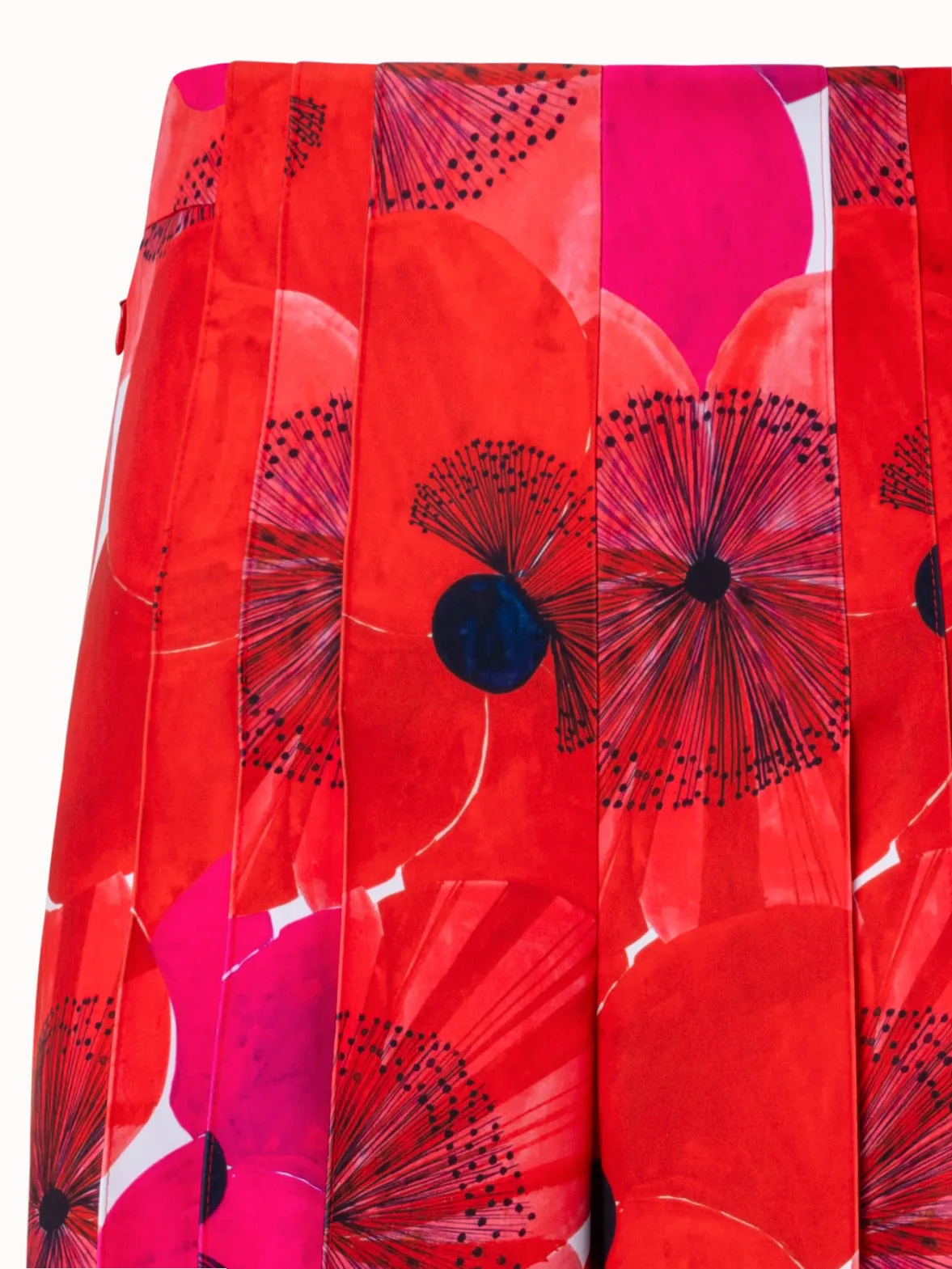 Weite Plissee-Hose mit Poppy Druck