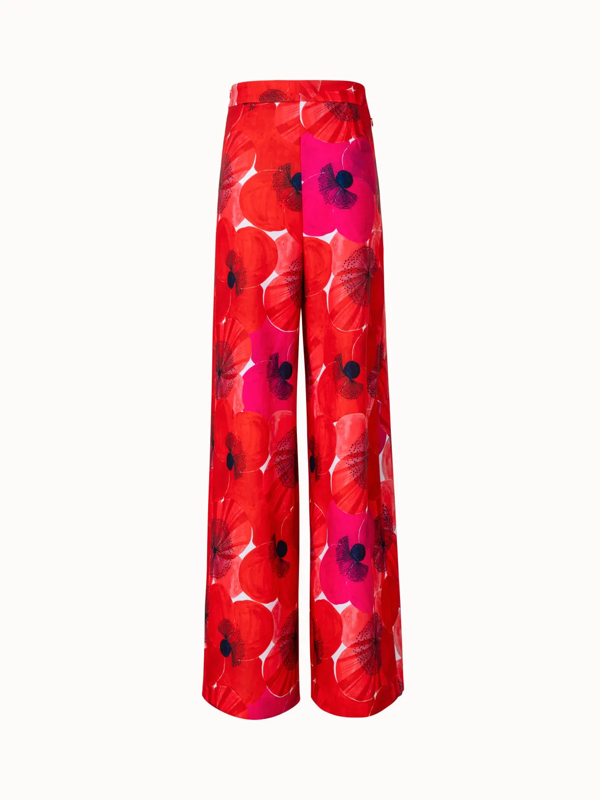 Weite Plissee-Hose mit Poppy Druck